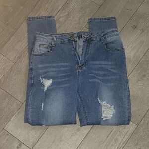 Distressed Blue Jeans